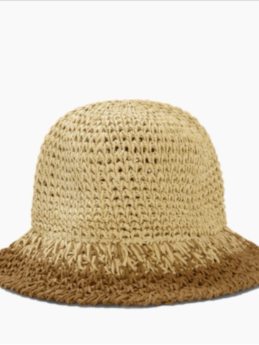 Eugenia Kim Two-Tone Crochet Straw Bucket Hat in Beige and Brown
